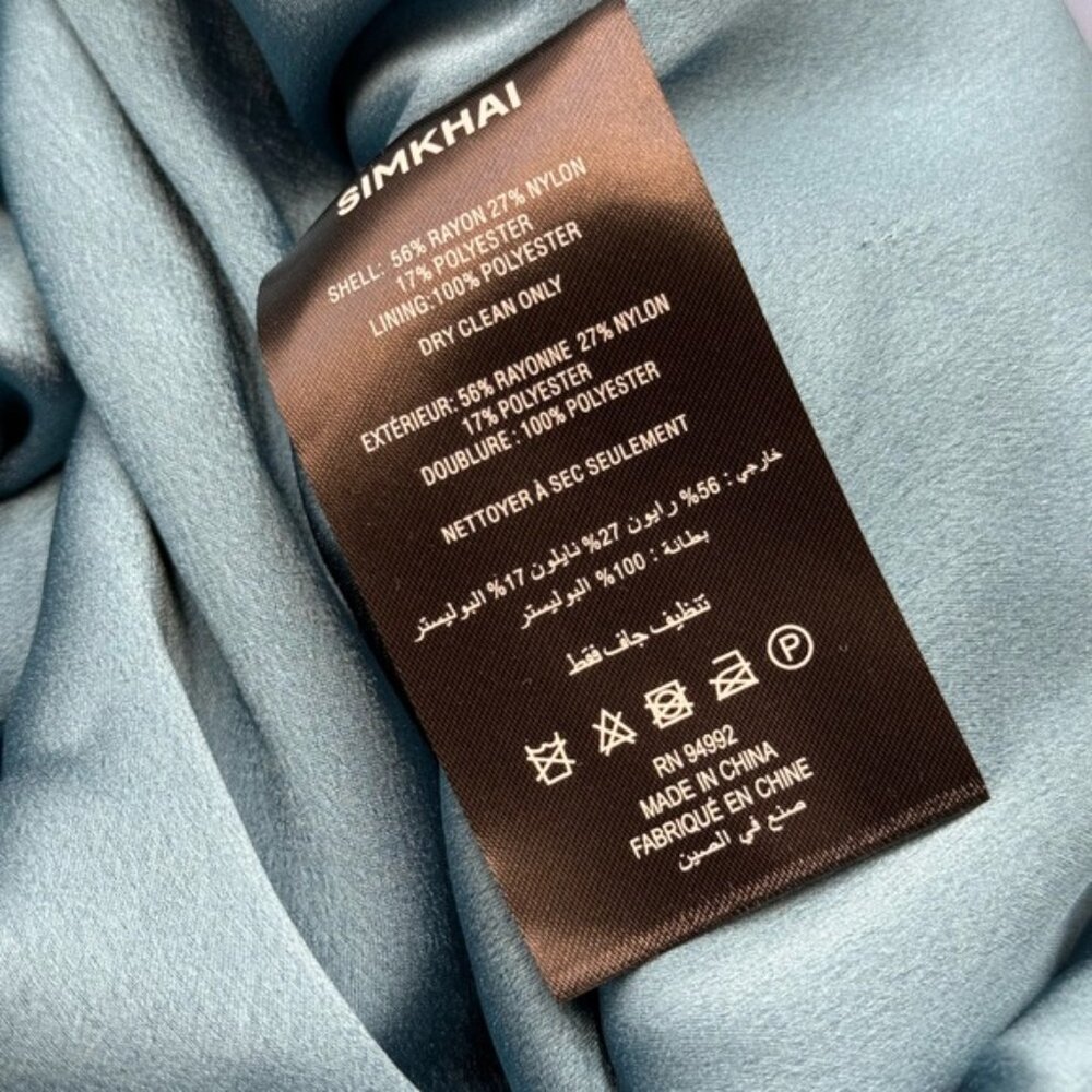 🆕 SIMKHAI 🧿 NWOT Halen Draped Velvet Mini Dress, Celestial Blue - Sz US 6 - Picture 14 of 15